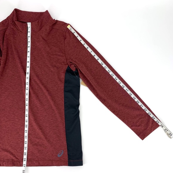 Asics NWT Mens' Heathered Red Cold Weather 1/4 Zip Long Sleeve Shirt, Medium - Picture 12 of 15